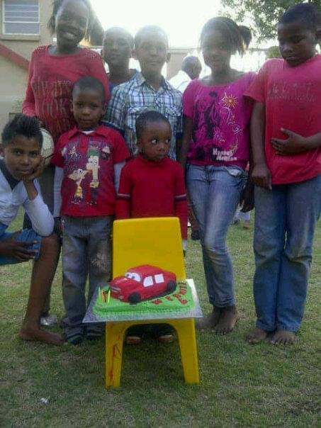 Linamandla Thage with childhood friends